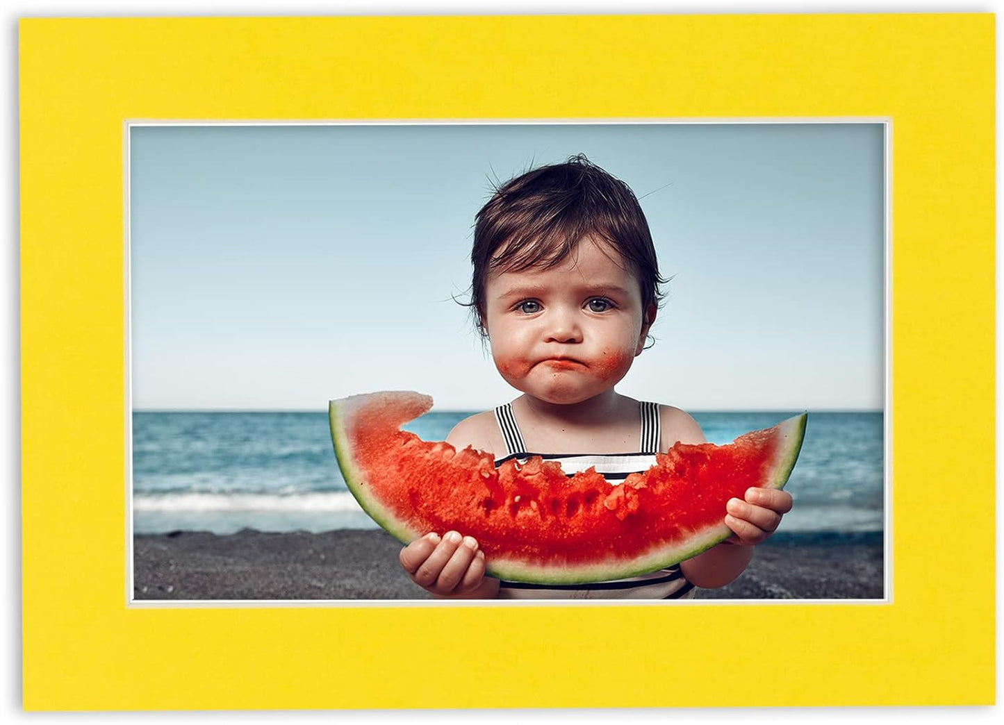 Pack of 25 Acid Free 8x10 Mats Bevel Cut for 5.5x8.5 Photos - Yellow Precut Matboards For Pictures, Photos, Framing - 4-ply Thickness