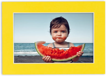 Pack of 25 Acid Free 8x10 Mats Bevel Cut for 5.5x8.5 Photos - Yellow Precut Matboards For Pictures, Photos, Framing - 4-ply Thickness