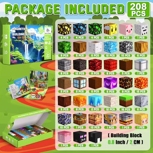 208PCS Magnetic Blocks (208 Count)