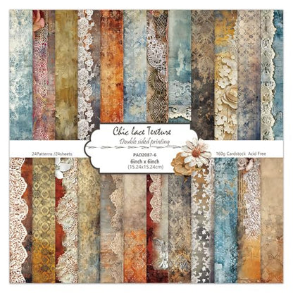 6'' Vintage Lace Scrapbook Paper Pad (24 Count)