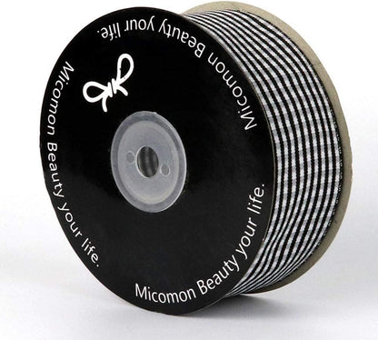 1.5 Inch Black and White Woven Edge Gingham Ribbon 25 Yards Each Roll 100% Polyester (1-1/2", Black) - Crafty Corner
