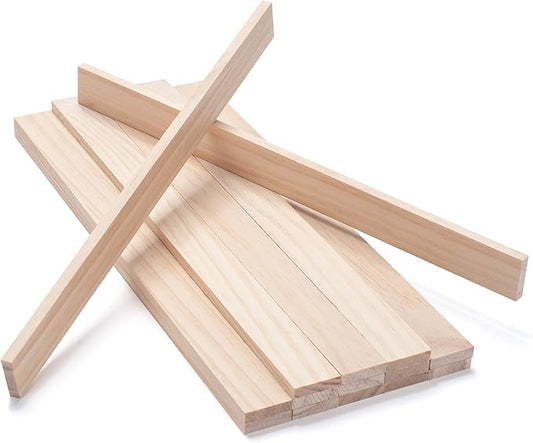Wood Strips Slats Wooden Dowels for Crafts 1/4" × 1" × 12", 15 PCS Wood Trim Flat Lumber Boards Square Dowel Rods Wooden Sticks for Crafting, Woodworking, Model Making