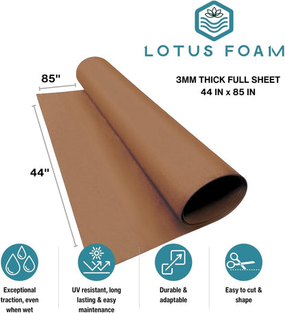 LotusFoam Large 3mm EVA Foam Sheet - 44"x 85" High Density Foam 130 kg/m3 for Cosplay, Costumes, Crafts, Flooring, Outdoor Use - 35 Colors (Mocha) - Mocha - Crafty Corner