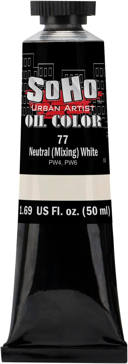 Soho Urban Artist Oil Paint - Neutral White (Mixing), 50 ml Tube - Best Valued Oil Colors for Painting, Excellent Pigment Load