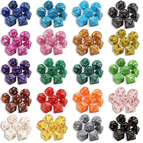 Polyhedral Role Playing Dice with Drawstring Storage Pouch (182 Count)