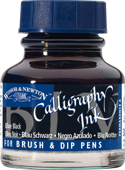 Winsor & Newton Calligraphy Ink, 30ml (1-oz) Bottle, Blue Black - Crafty Corner