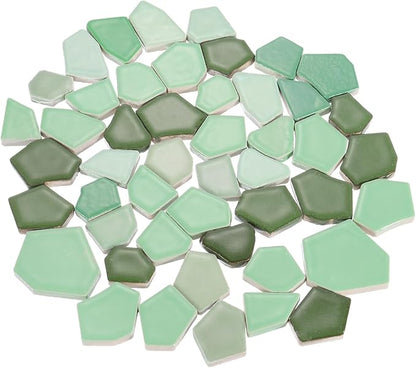 uxcell 500g/1.1LB Irregular Ceramics Mosaic Tiles, 2.3-4.2 cm Bulk Stained Ceramic Mosaic Pieces Stones Mosaic Kits for DIY Art Craft Projects Home Decor, Mixed Green