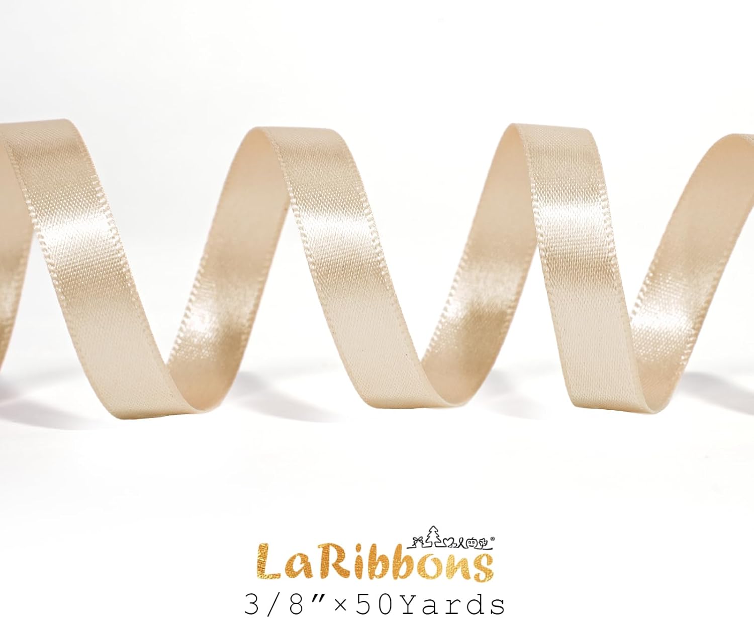 LaRibbons Nude Satin Ribbon 3/8 Inch 50 Yards Thin Luxury Double Faced Ivory Silk Ribbon for Flower Bouquet Crafts Gift Wrapping Wedding Bow Christmas Decoration - Crafty Corner