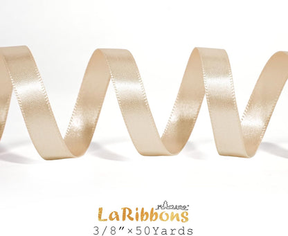 LaRibbons Nude Satin Ribbon 3/8 Inch 50 Yards Thin Luxury Double Faced Ivory Silk Ribbon for Flower Bouquet Crafts Gift Wrapping Wedding Bow Christmas Decoration - Crafty Corner