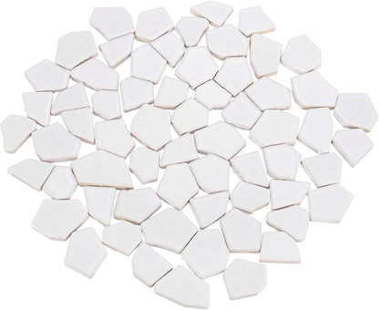 uxcell 500g/1.1LB Irregular Ceramics Mosaic Tiles, 2.3-4.2 cm Bulk Stained Ceramic Mosaic Pieces Stones Mosaic Kits for DIY Art Craft Projects Home Decor, White