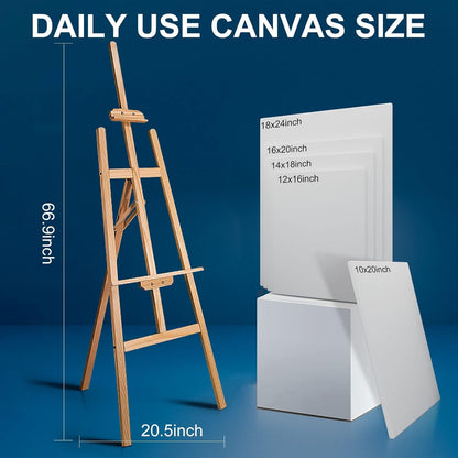 Stretched Canvases for Painting 14x18 Inch 7-Pack, 10 oz Triple Primed Acid-Free 100% Cotton Blank Canvas, Rectangular Canvas for Oil Paint Acrylics Pouring & Wet Art Media