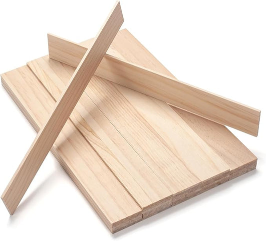 Wood Strips Slats Wooden Sticks for Crafts 1/8" × 1.5" × 12", 30 PCS Thin Wood Trim Planks Lumber Flat Boards Pieces Square Wooden Dowel Rods for Crafting, Woodworking, Model Making