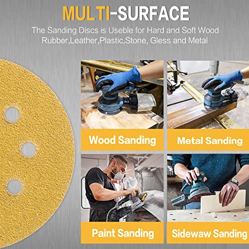 100PCS 5 Inch Sanding Discs 60 Grit Random Orbit Sander Sandpaper (100 Count)