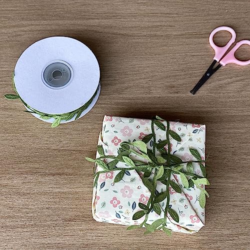 Grass Olive Green Leaves Leaf Ribbon Trim Rope (60 Foot)