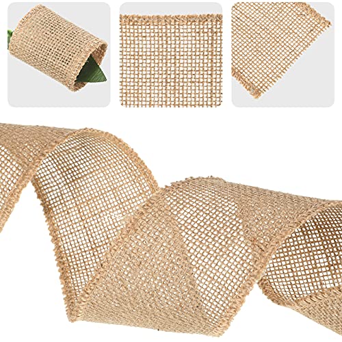 20 Yard 2.5 Inches Burlap Ribbon Wide Jute Ribbon Natural Burlap Fabric Roll Wired Edge for Wreaths