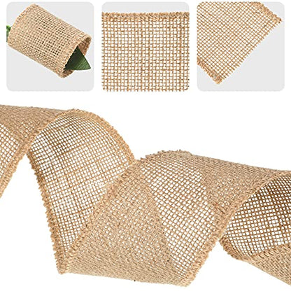 20 Yard 2.5 Inches Burlap Ribbon Wide Jute Ribbon Natural Burlap Fabric Roll Wired Edge for Wreaths