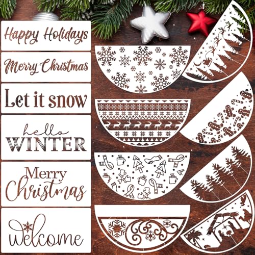 Christmas Stencils for Door Mats 12" Christmas Stencils for Painting on Wood