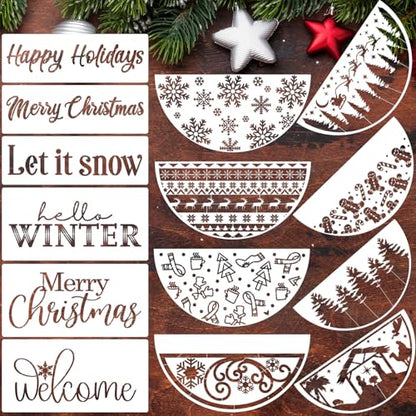 Christmas Stencils for Door Mats 12" Christmas Stencils for Painting on Wood