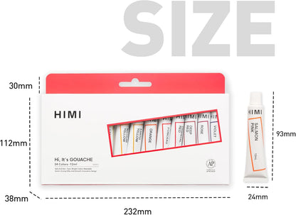HIMI Gouache Paint Tube Set -24 Colors 12ml, with Rich Pigments, Gouache paint Non-Toxic, suitable for Beginners, Artists, and Hobby Painters. Beautiful Gifts for Art Supplies Painting（24 colors）