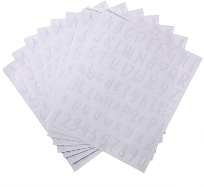 Outus 576 Pieces 8 Sheets Letters Stickers Self Adhesive Vinyl Letter Alphabet Number Stickers Mailbox Numbers Sticker, Decals for Classroom Decor, Sign, Door(White,1.5 Inch)