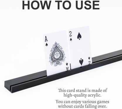 Playing Card Holders 13.4 Inches Black Acrylic Solid Card Holder for Playing Card Games (4 pcs., Black)