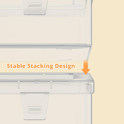 Mathtoxyz Bead Organizer Box(Red,Yellow,Blue), 62Pcs Small Bead Organizers and Storage Plastic Cases Mini Clear Containers Boxes with Hinged Lid and Rectangle for Bracelet Making DIY Jewelry Craft