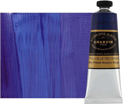 Charvin Extra Fine Professional Acrylic Paint - Phthalo Blue Red Shade, 60ml Tube, Triple-Milled, Lightfast Pigments, Open Stock Artist Acrylic Paints in Nature-Inspired Hues