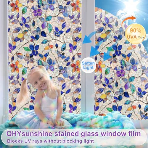 Stained Glass Window Privacy FilmDecorative Rainbow Static Clings