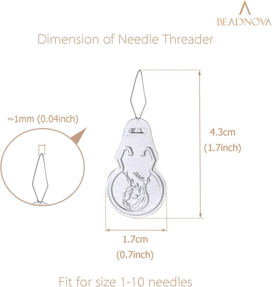 BEADNOVA Needle Threaders 100pcs Aluminum Sewing Needle Threader for Sewing Small Eye Embroidery Craft Knitting Quilting (100pcs)