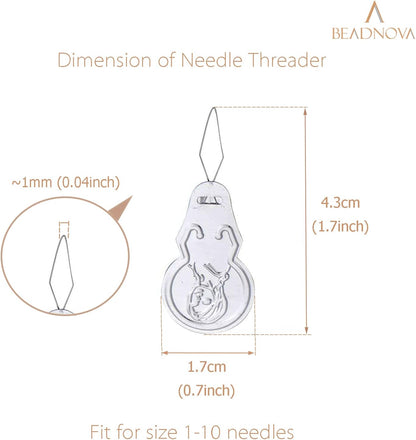 BEADNOVA Embroidery Needle Threader Tool 50pcs Aluminum Sewing Machine Needle Threader for Hand Sewing Cross Stitch Craft Knitting Quilting (50pcs)