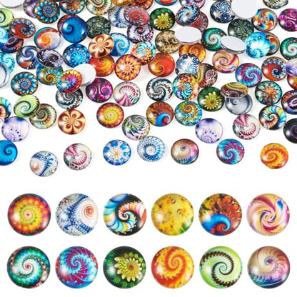 100Pcs Printed Glass Cabochons for Jewelry Making (100 Count)
