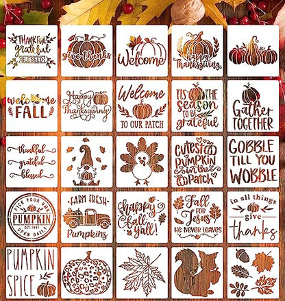 Fall Stencils for Crafts Reusable Fall Stencils for Painting on Wood 6" (25 Count)