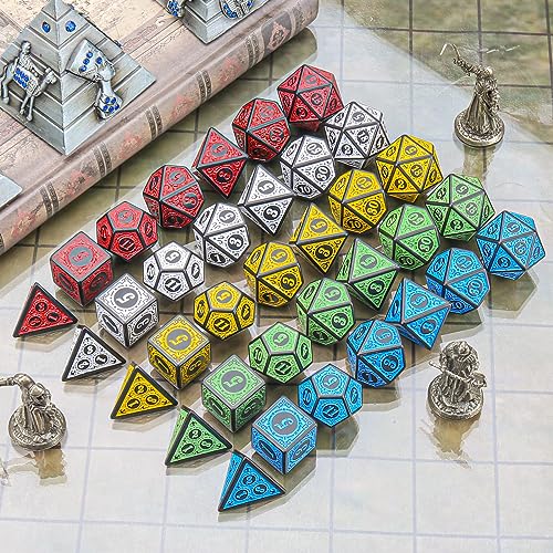 35Pcs Retro DND Polyhedral Dice Set with Storage Pouch (35 Count)