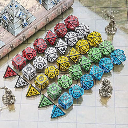 35Pcs Retro DND Polyhedral Dice Set with Storage Pouch (35 Count)