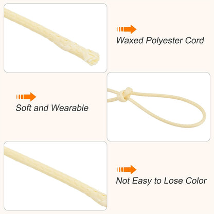 MECCANIXITY Waxed Cord 1.5mm Waxed Polyester Cord 175 Yard Wax String for Bracelet Making,Necklaces, Beading,Jewelry Making and DIY Crafts(Beige), 0.06 inch-Dia