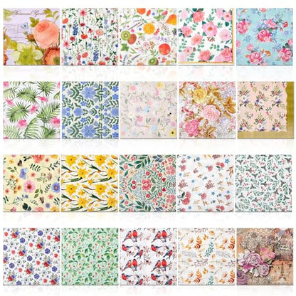 20 Pack Decoupage Napkins Floral Cocktail Decorative Paper Napkins (20 Count)