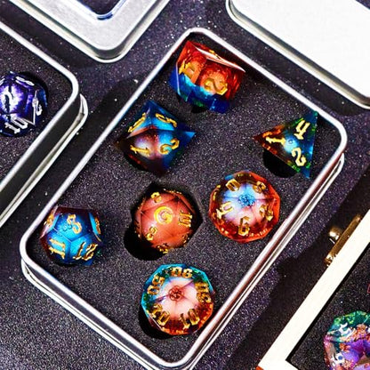Gradual Magic Red Moon Liquid Core DND Dice Sets for Role Playing Games