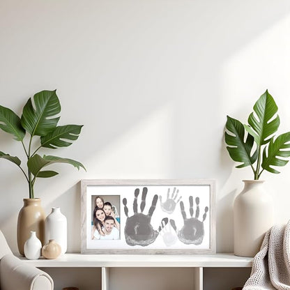 Kate & Milo DIY Family Handprint Frame Kit, Mother’s Day Gift, Family Photo Keepsake Craft Frame with Paint, Rustic Farmhouse Home Décor