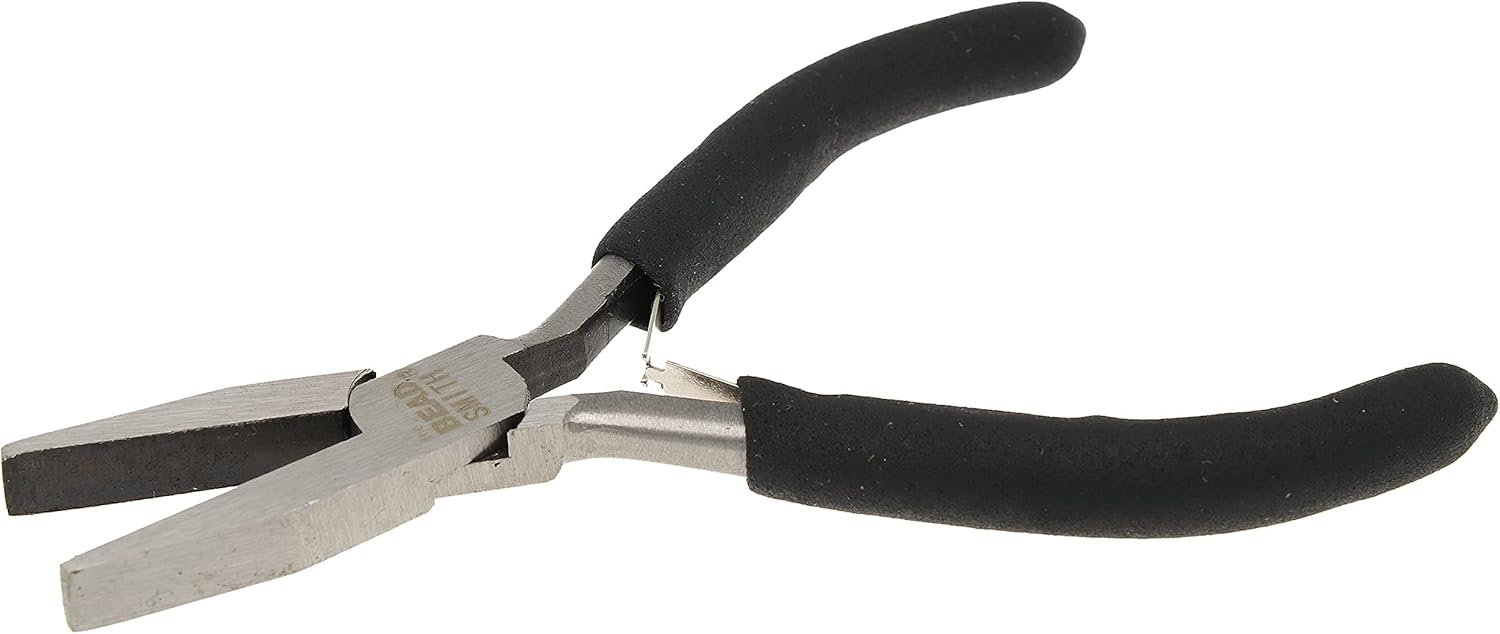 The Beadsmith Color-ID Flat Nose Plier – 5 inches (127mm) – Red Comfort Grip Handle – Polished Steel Head and Double-Leaf Spring - Tool for Jewelry Making - Crafty Corner