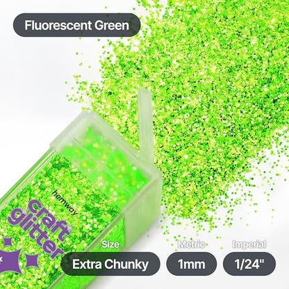 Craft Glitter Shaker Fluorescent Green 130g Extra Chunky (3.8 Ounce)