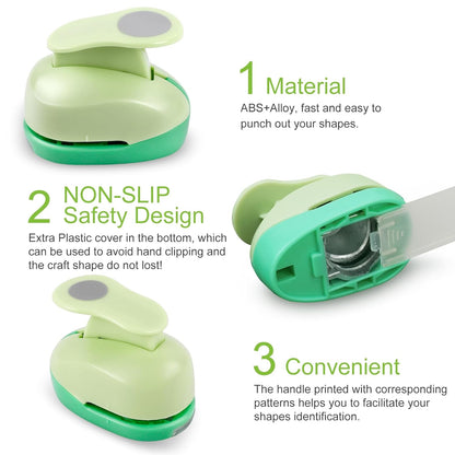 UCEC Circle Cutter, 3 Pcs Circle Puncher, 1 3/8 5/8 Inch Craft Hole Punch with 30 Pcs Colorful Paper, Hole Puncher Paper Cutter for Crafting Card, Making Scrapbook Craft, DIY Office Supplies - Crafty Corner
