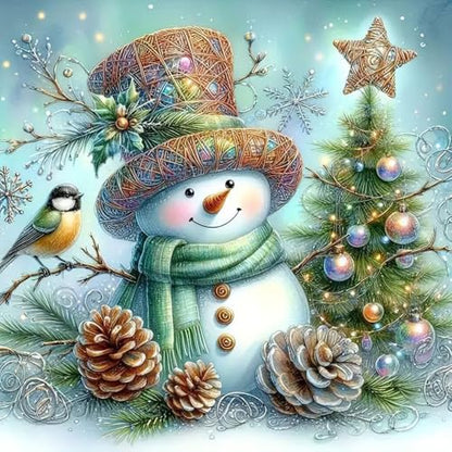 Christmas Snowman Stamped Cross Stitch Kits for Beginners Adults