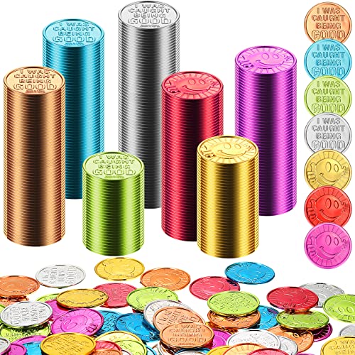 2000 Pcs Caught Being Good Coins for Classroom Behavior Tokens Incentives and Teacher Handout Rewards Colored Pretend Coin Carnival Halloween Party Counting