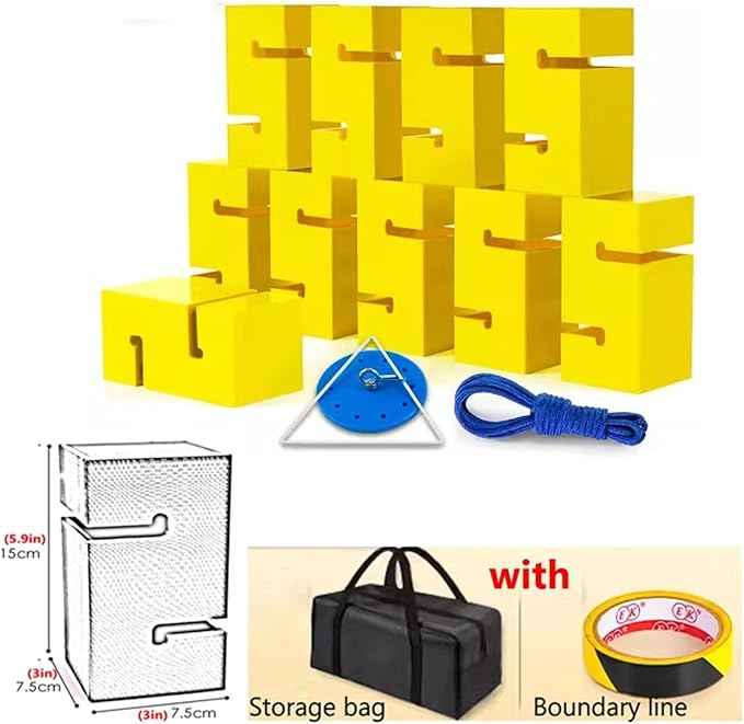 Team Building Block Tower Game, No-Assembly Team Tower Challenge Kit - Indoor/Outdoor Leadership Development Game(Yellow,10PCS)