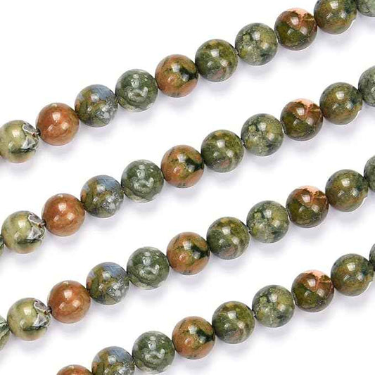 180pcs Adabele Natural Green Rhyolite Rainforest Jasper Healing Gemstone 4mm (0.16 inch) Small Round Beads Gem Stone Spacer for Craft Jewelry Making GF4-4