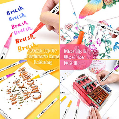 72 Colors Double Tip Brush Pen Art Markers for Adult Coloring Books (72 Count)