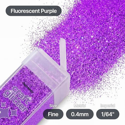 Craft Glitter Shaker Fluorescent Purple 130g Fine (3.8 Ounce)