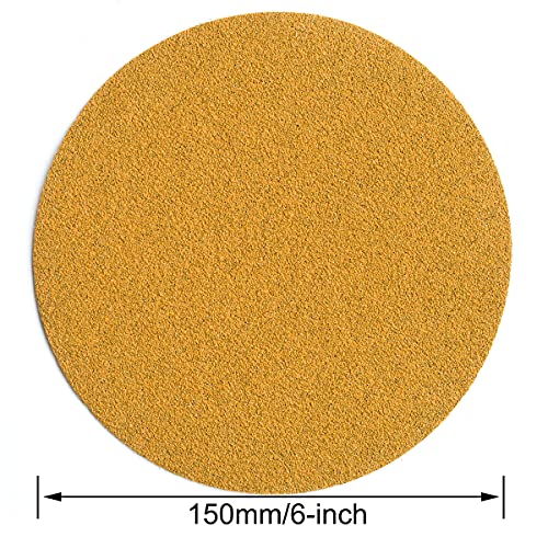 6-Inch No-Hole Hook and Loop Gold Sanding Discs 60-Grit, 100-Pack (100 Count)