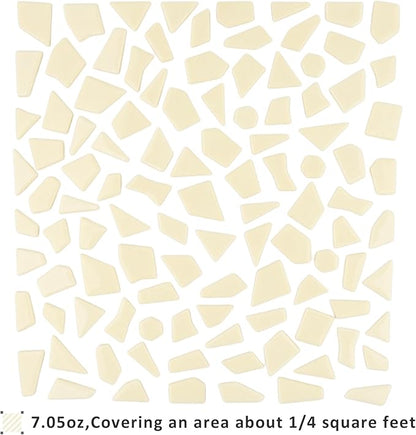Youway Style Glass Mosaic Tiles for Crafts Bulk,200g Cream Broken Glass Pieces for DIY Spring Mosaic Art Decor,Garden Mosaic Supplies