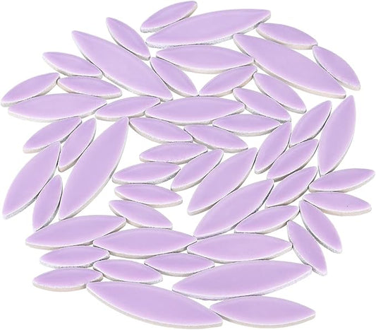 uxcell Ceramic Mosaic Tile, About 200g Teardrop Leaf Tile Mosaic Block for Handicrafts Artwork, Purple